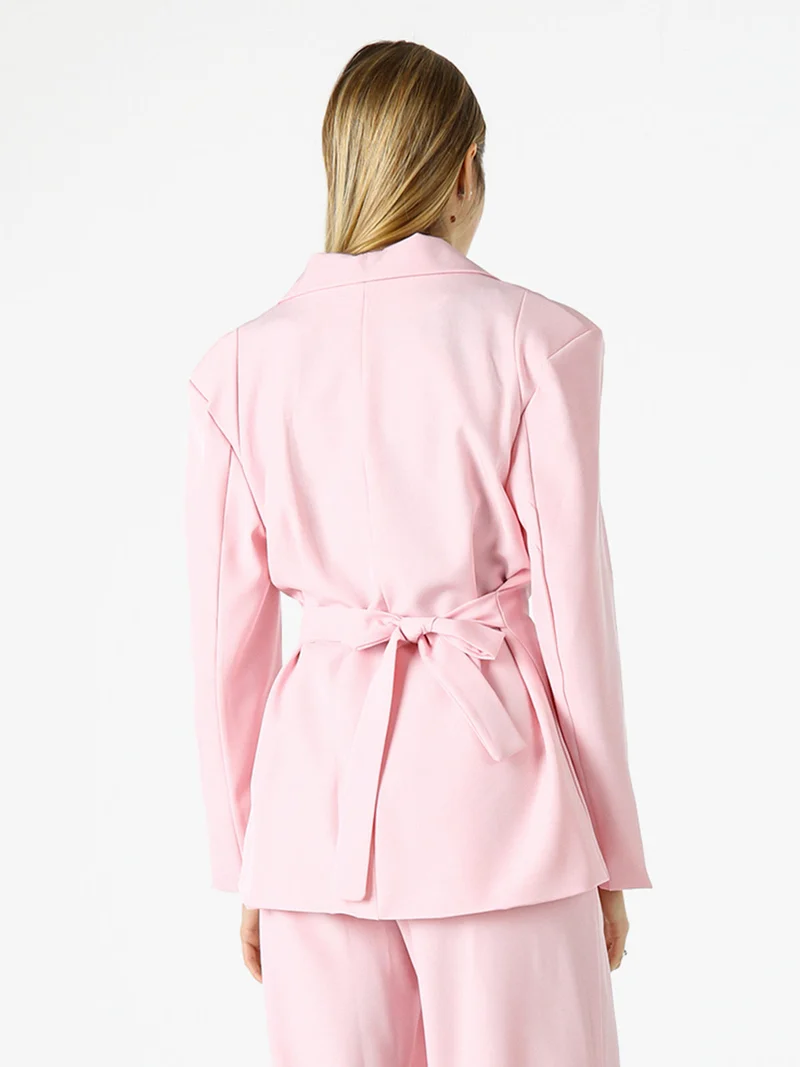 Blazer elegante da donna a doppiopetto con bottoni - rosa