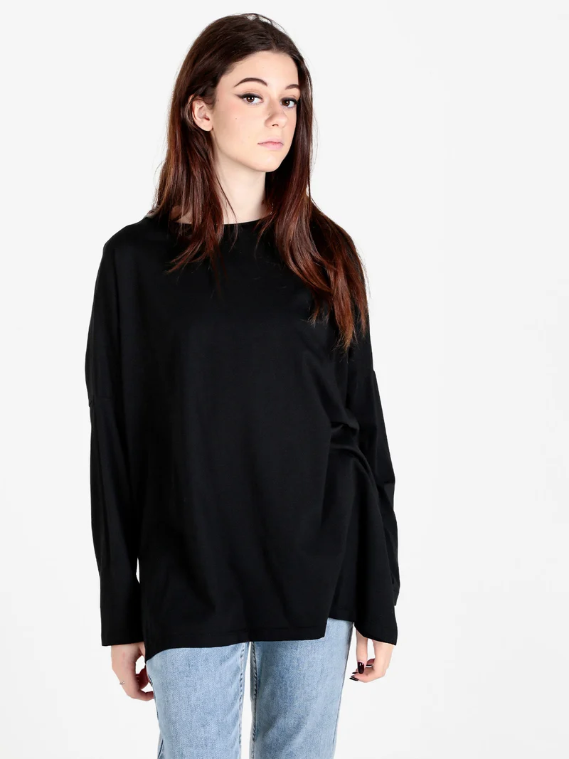 Maxi t-shirt donna oversize in cotone - nero