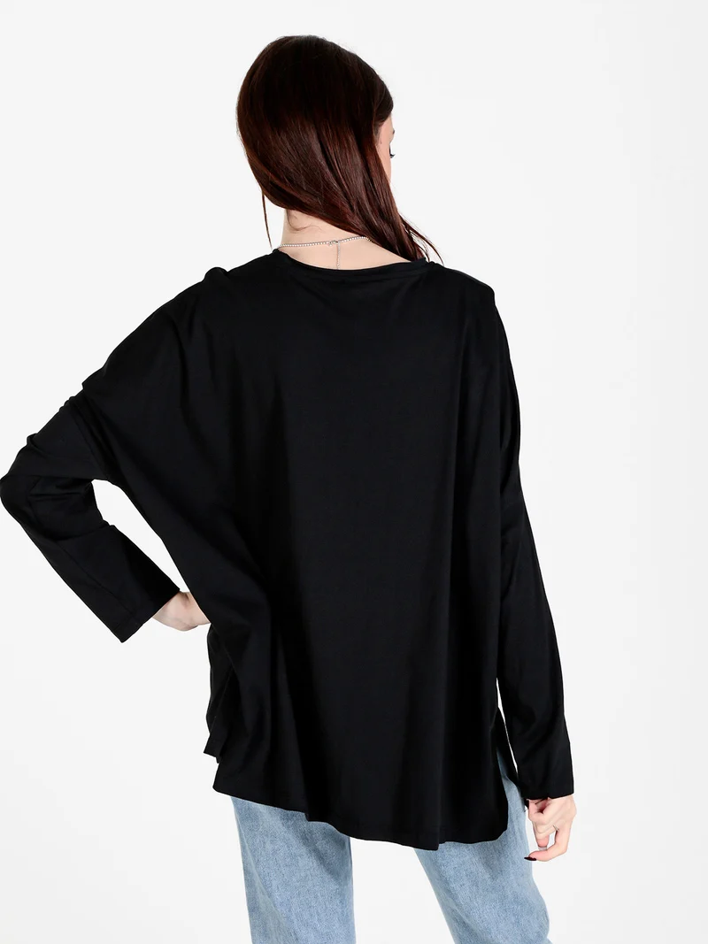 Maxi t-shirt donna oversize in cotone - nero