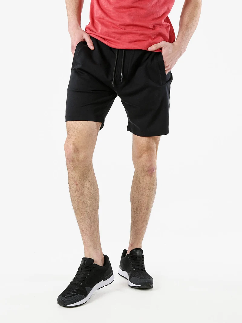 Bermuda da uomo in cotone con coulisse - nero