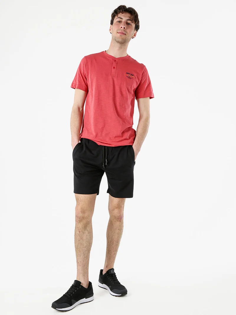 Bermuda da uomo in cotone con coulisse - nero
