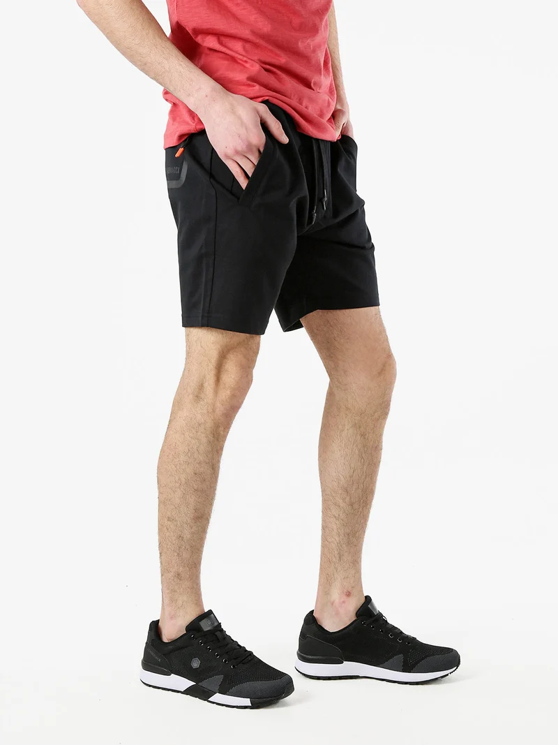 Bermuda da uomo in cotone con coulisse - nero