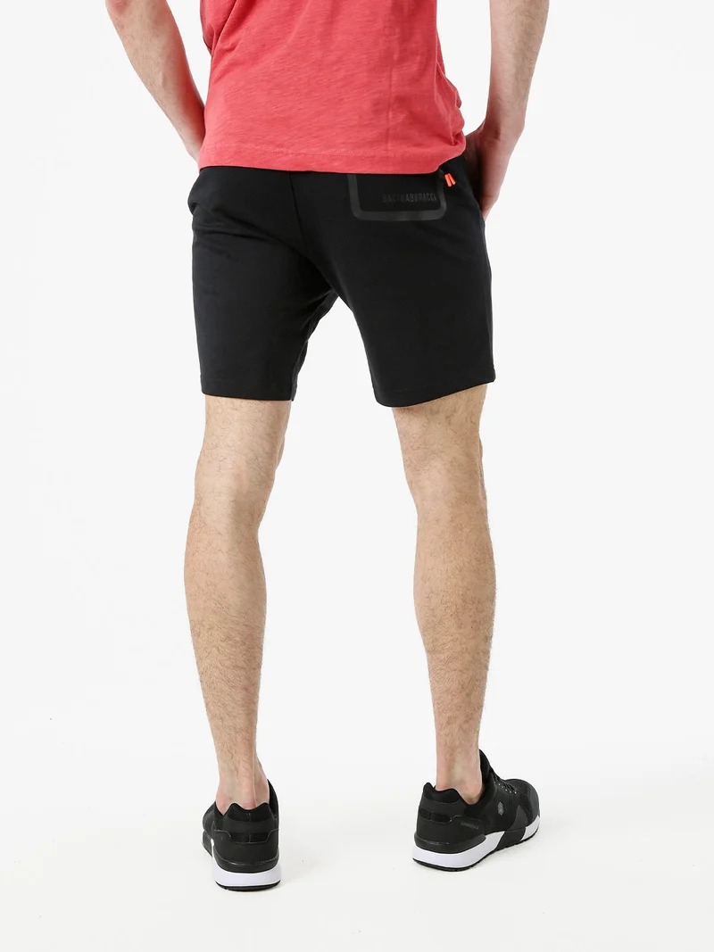 Bermuda da uomo in cotone con coulisse - nero