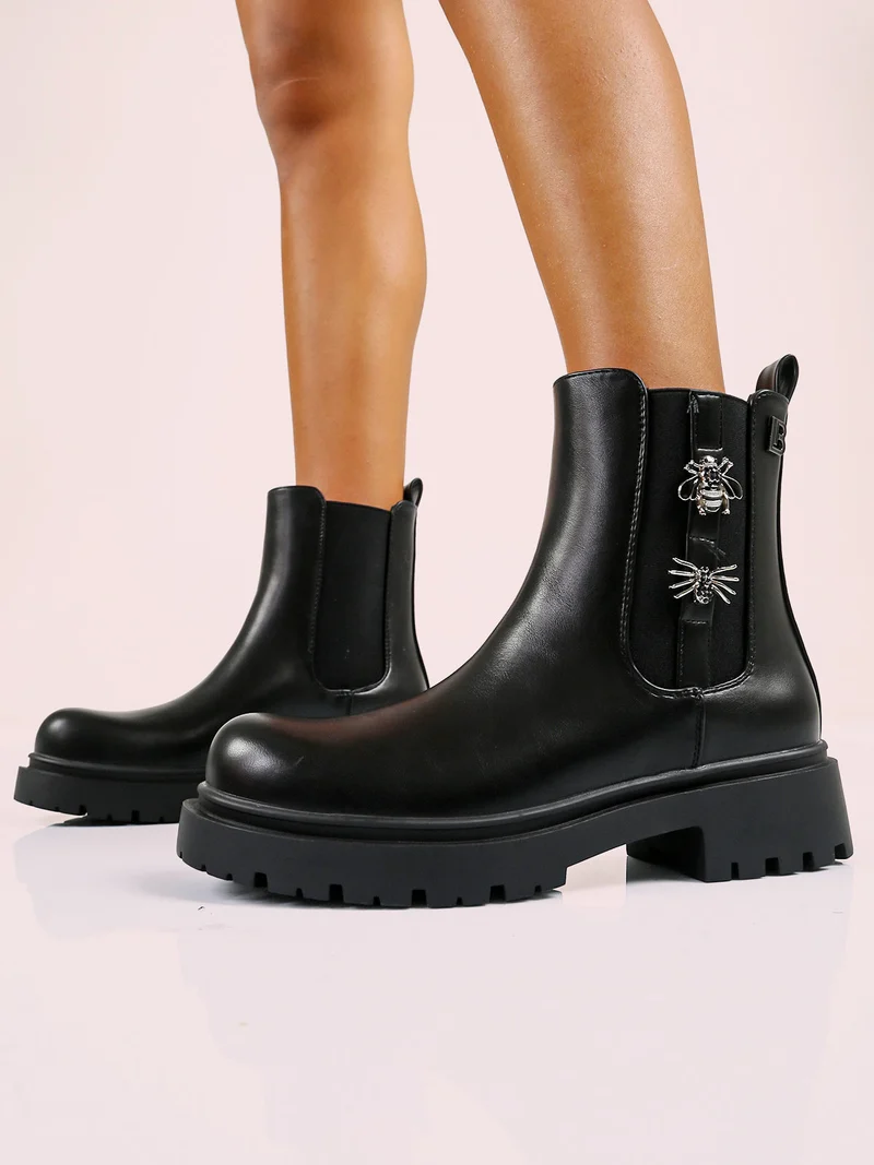 Stivaletti chelsea donna con dettagli - nero