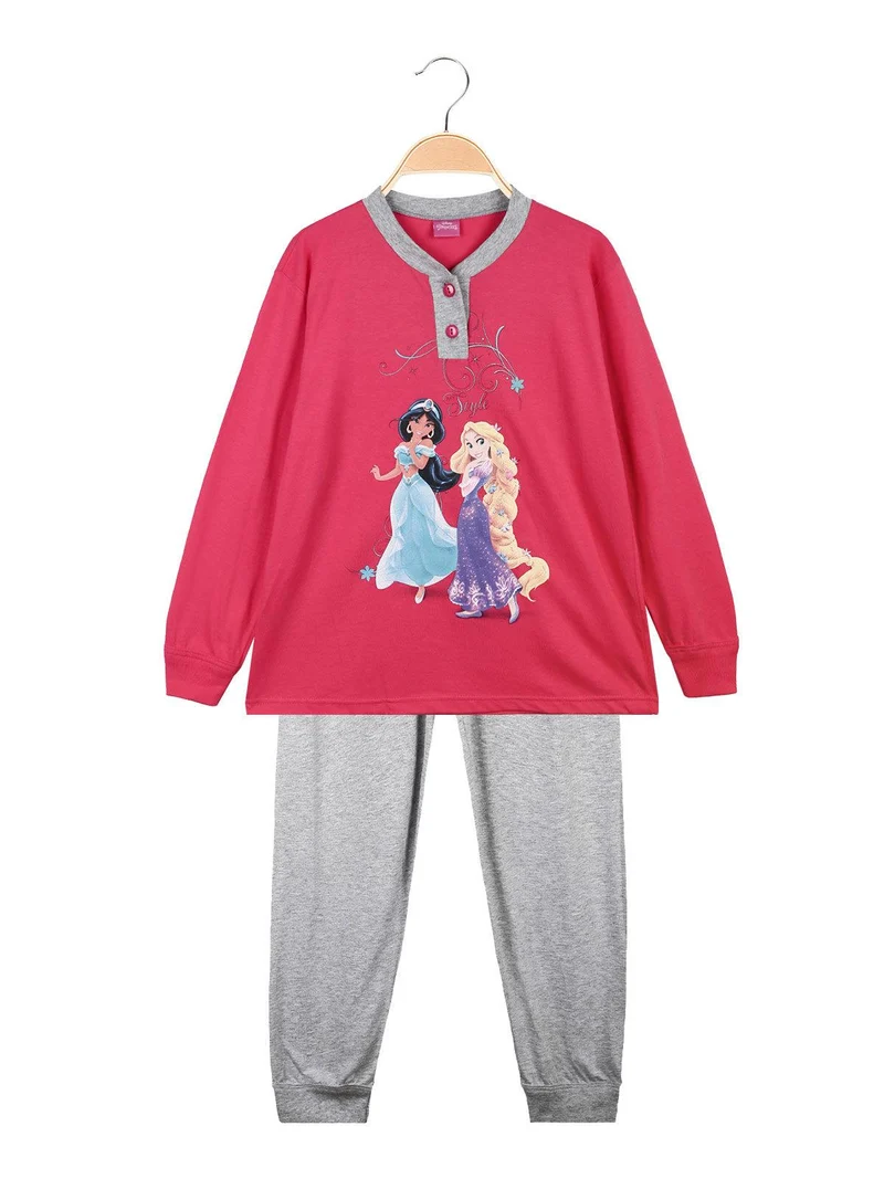 Pigiama lungo bambina in cotone - fucsia