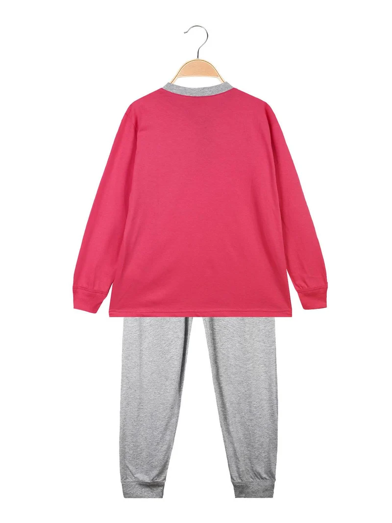 Pigiama lungo bambina in cotone - fucsia