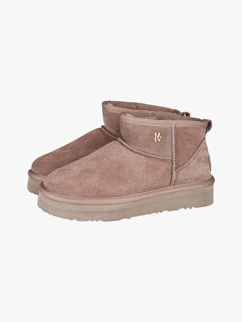 Stivaletti donna in pelle scamosciata con platform - taupe