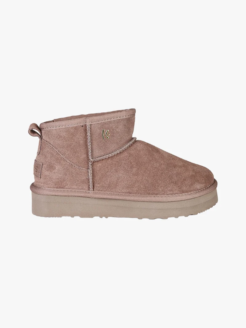Stivaletti donna in pelle scamosciata con platform - taupe