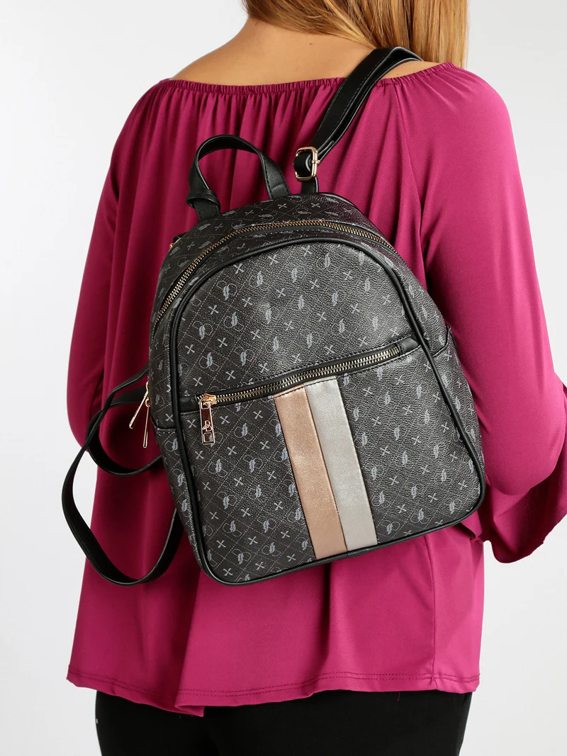 Zainetto donna stampato - nero