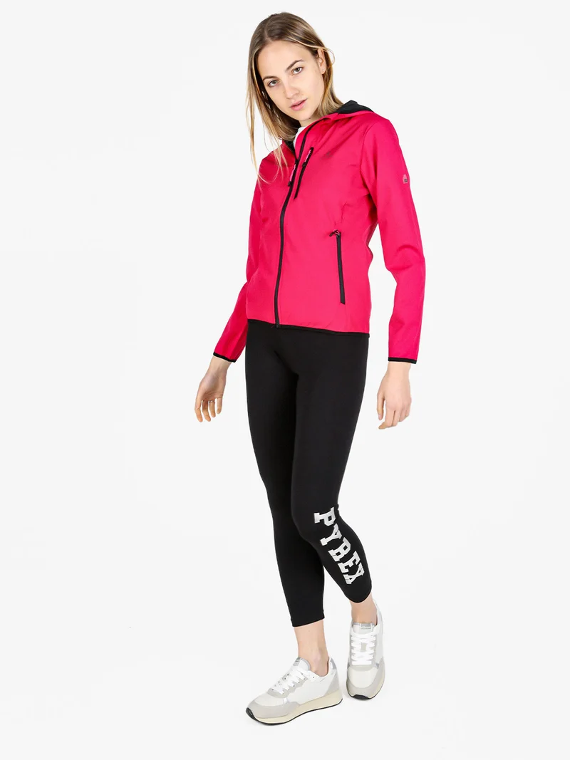 Giacca a vento da donna con cappuccio e zip - fragola