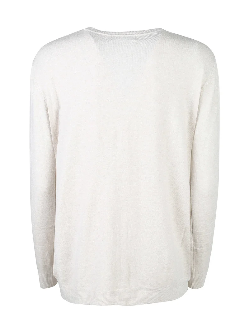 Cardigan girocollo da donna in maglia - panna