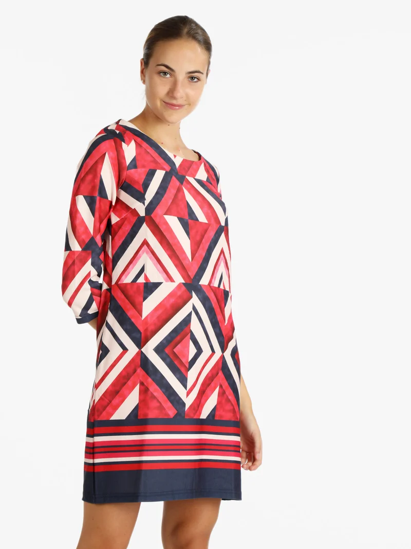 Vestito donna manica lunga con stampa - rosso