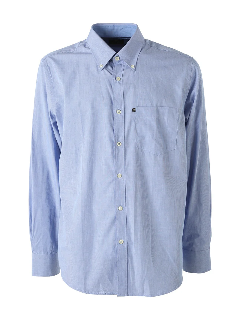Camicia da uomo in cotone a maniche lunghe con stampa texture - blu