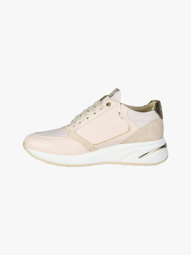Sneakers donna con zeppa e zip - panna