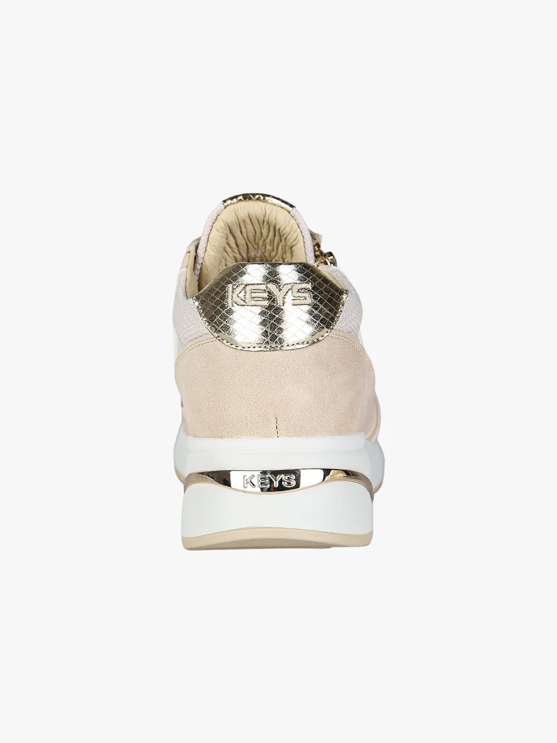 Sneakers donna con zeppa e zip - panna