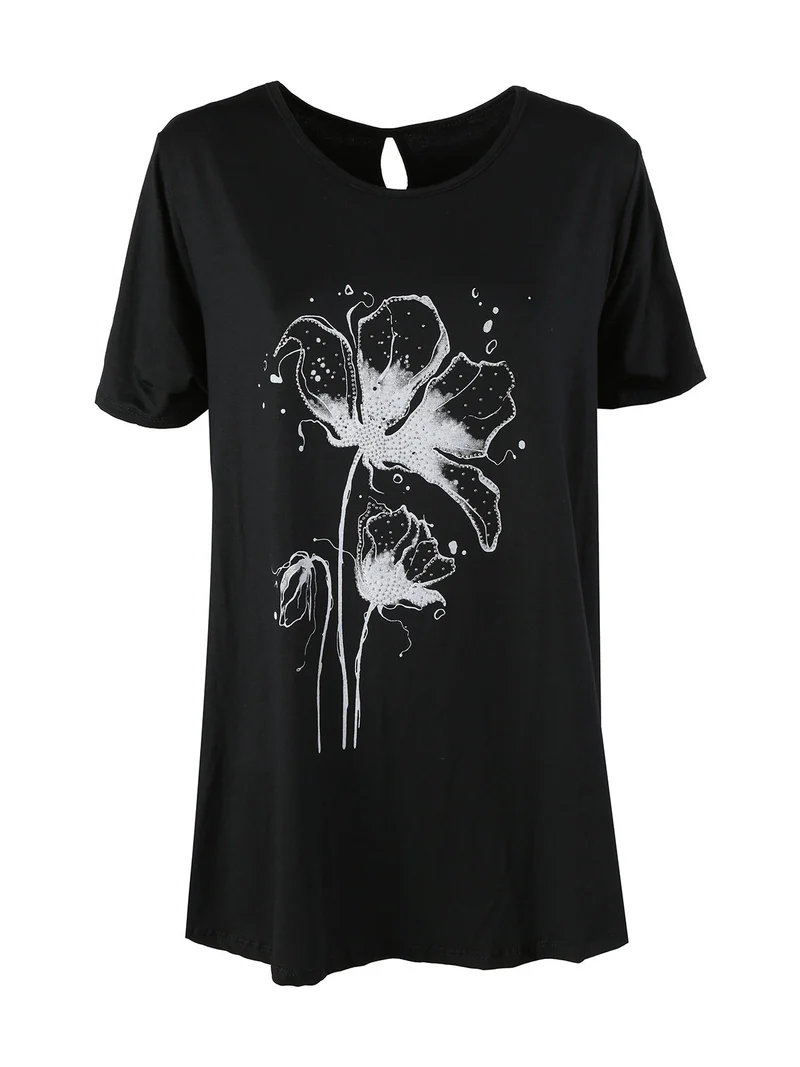 T-shirt donna oversize con strass