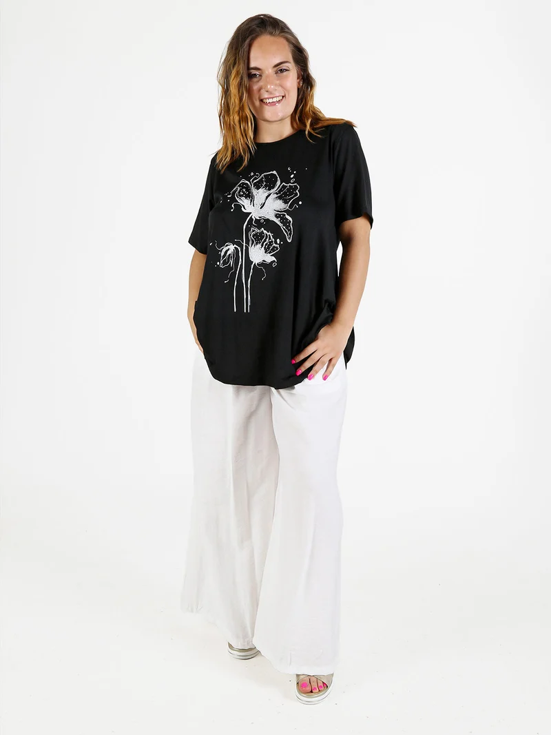 T-shirt donna oversize con strass