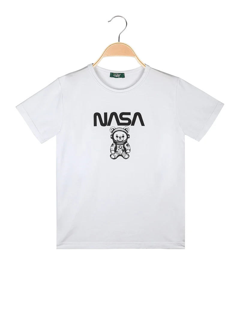 T-shirt da ragazzo in cotone con logo - bianco