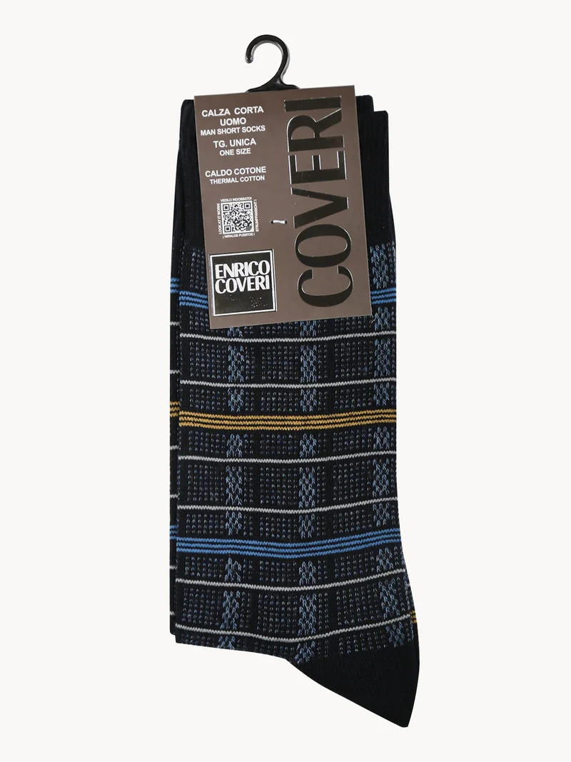 Calze lunghe da uomo in caldo cotone - blu scuro