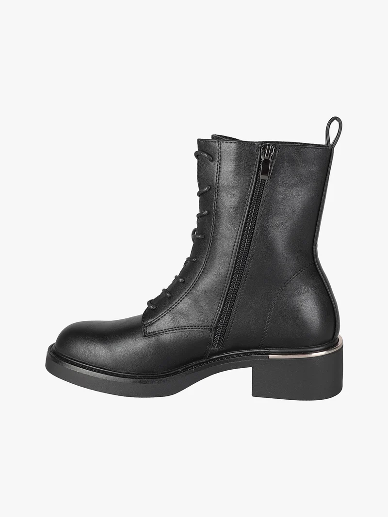 Anfibi donna stringati con zip - nero