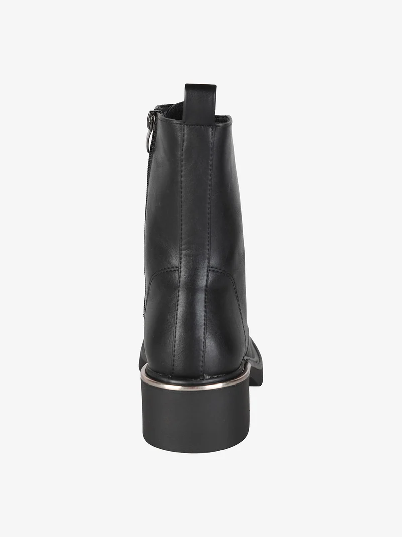 Anfibi donna stringati con zip - nero