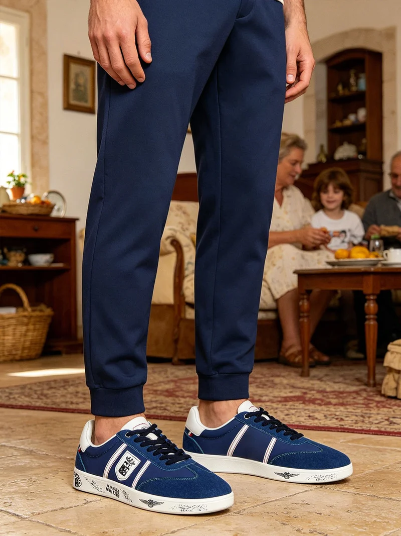 Sneakers basse da uomo stringate - blu scuro
