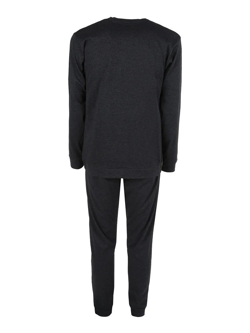 Pigiama lungo da uomo in cotone interlock - verde