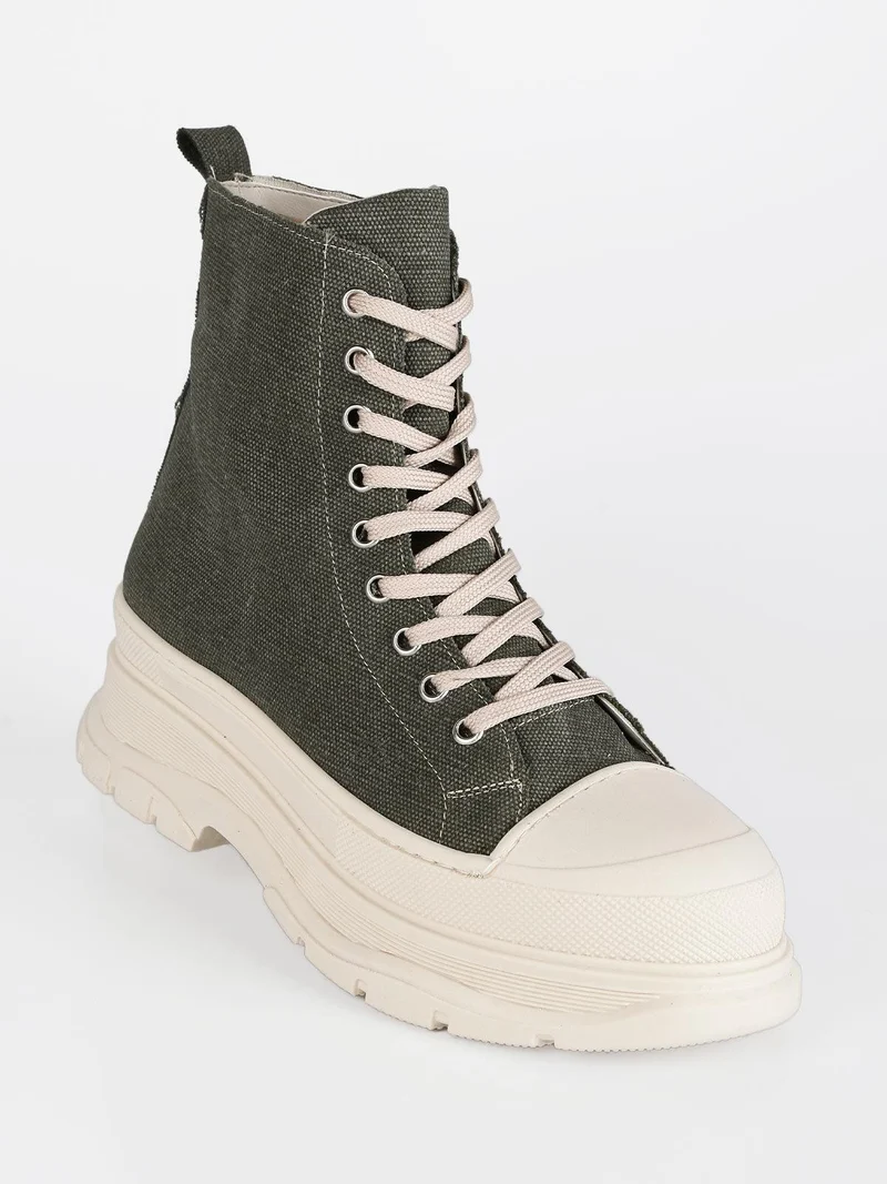Genny Sneakers alta in tela con platform - verde