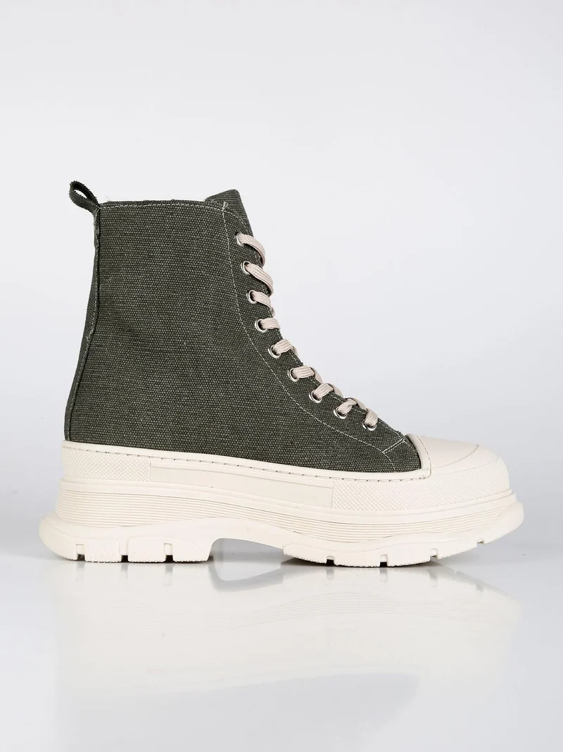 Genny Sneakers alta in tela con platform - verde