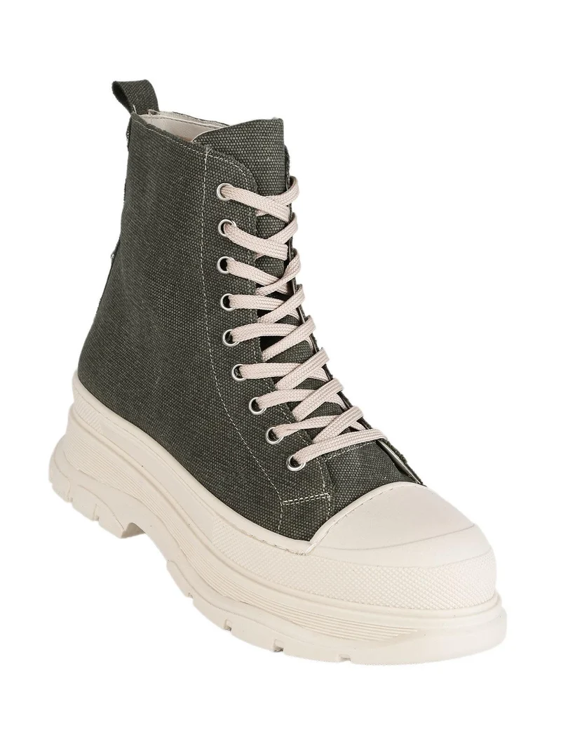 Genny Sneakers alta in tela con platform - verde