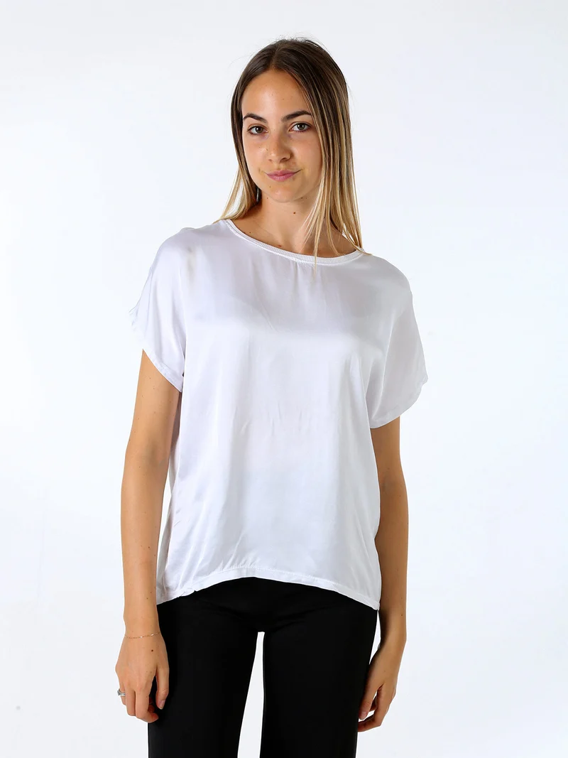 T-shirt donna in viscosa e seta - bianco