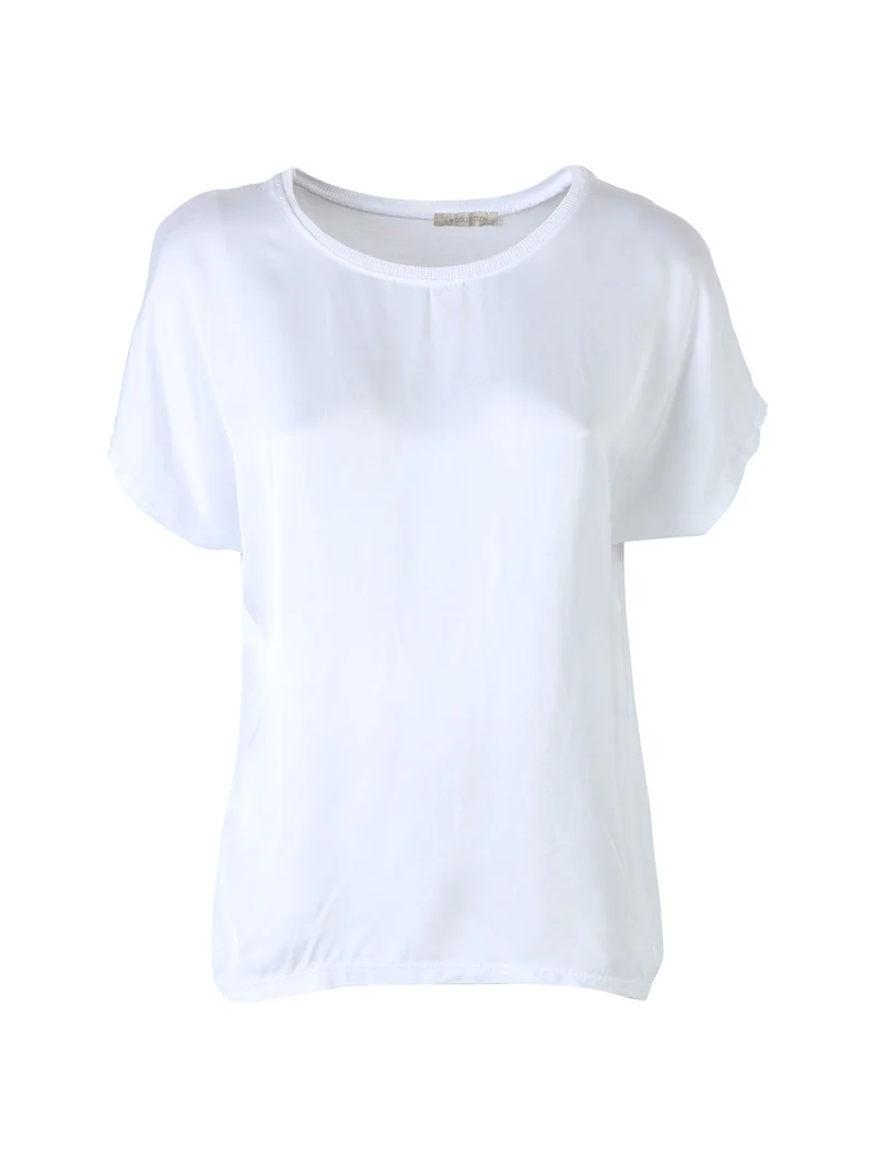 T-shirt donna in viscosa e seta - bianco