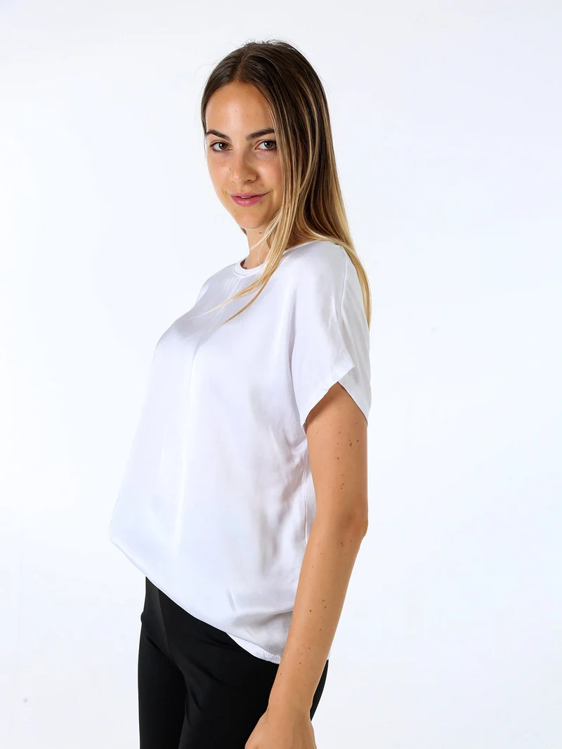 T-shirt donna in viscosa e seta - bianco