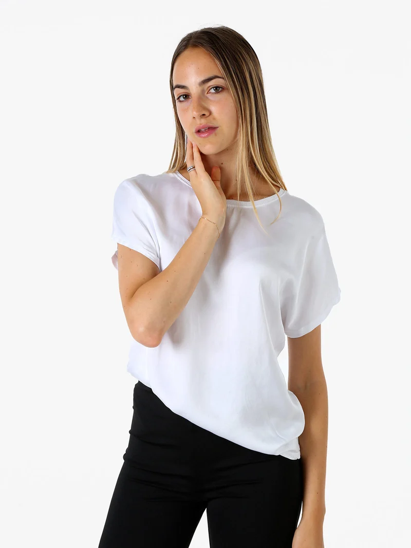 T-shirt donna in viscosa e seta - bianco