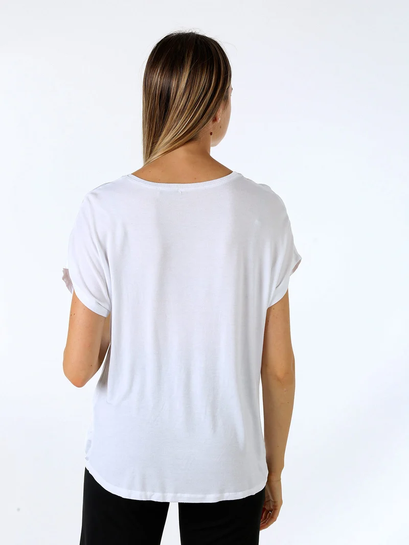 T-shirt donna in viscosa e seta - bianco