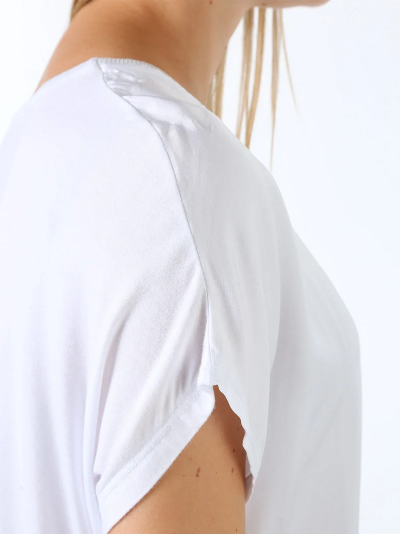 T-shirt donna in viscosa e seta - bianco