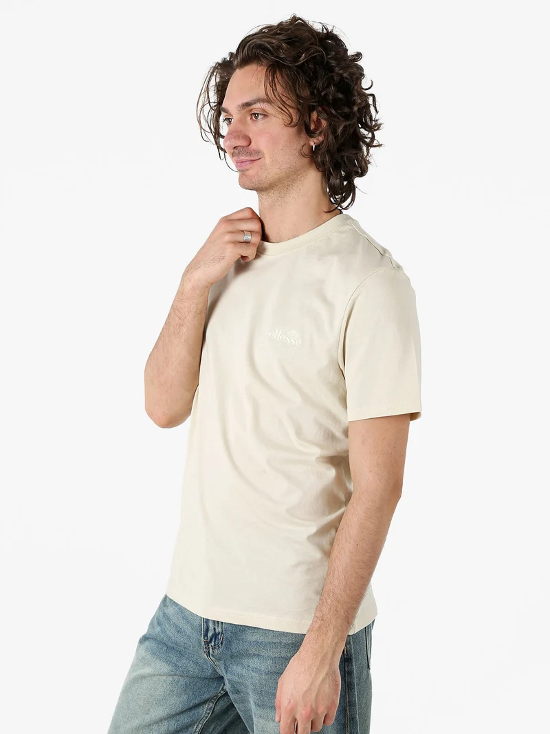 T-shirt girocollo da uomo in cotone con logo - beige