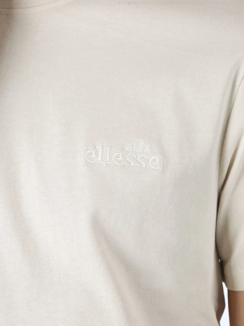 T-shirt girocollo da uomo in cotone con logo - beige