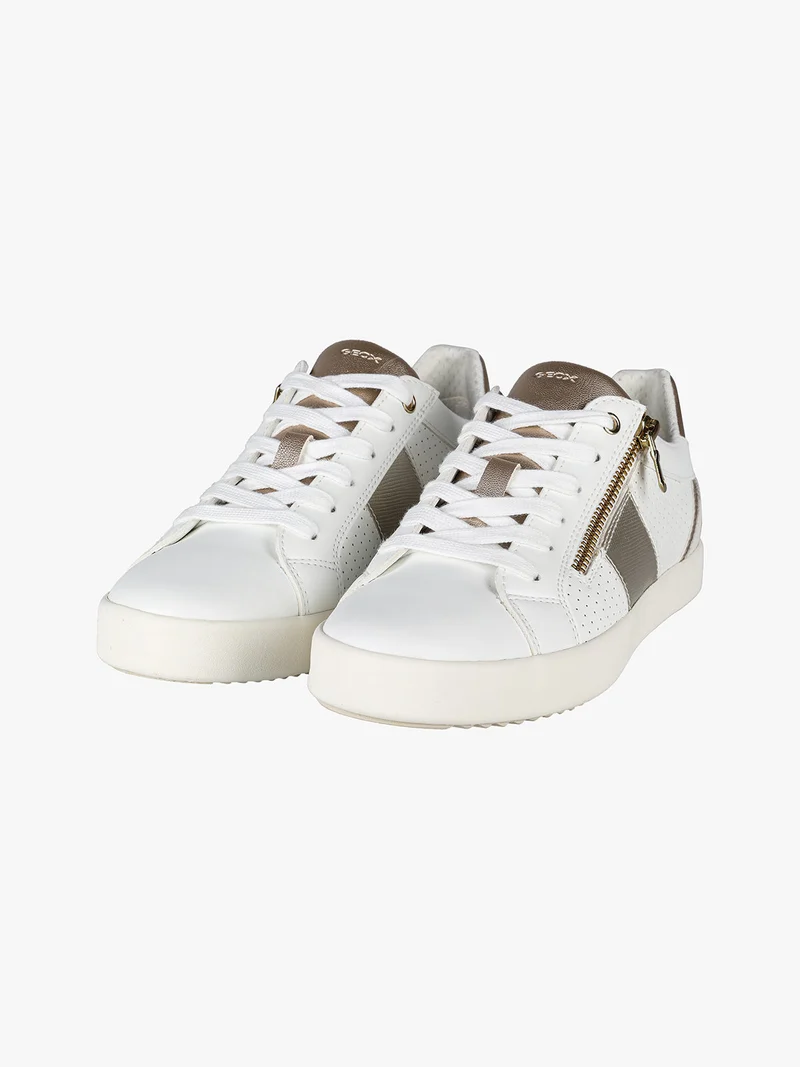 D BLOMIEE Sneakers donna in pelle con lacci e zip - bianco