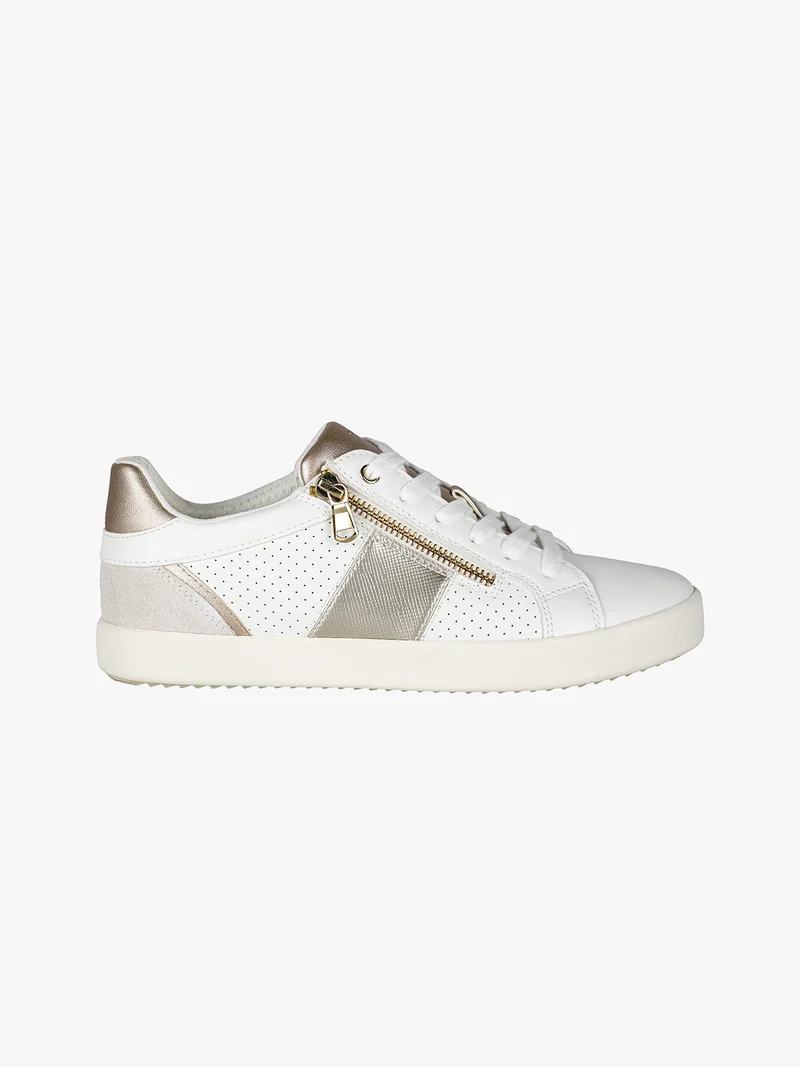 D BLOMIEE Sneakers donna in pelle con lacci e zip - bianco