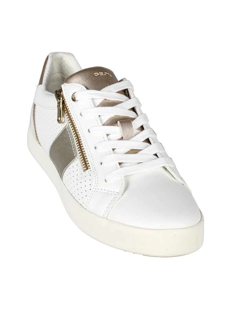 D BLOMIEE Sneakers donna in pelle con lacci e zip - bianco