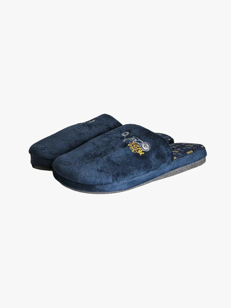 Pantofole invernali da uomo con stampe - blu scuro