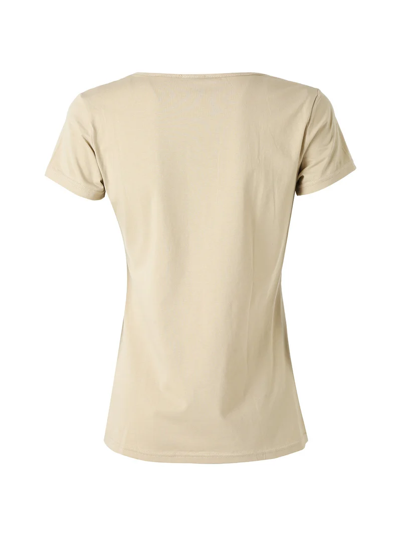 T-shirt da donna in cotone con scollo quadrato - naturale