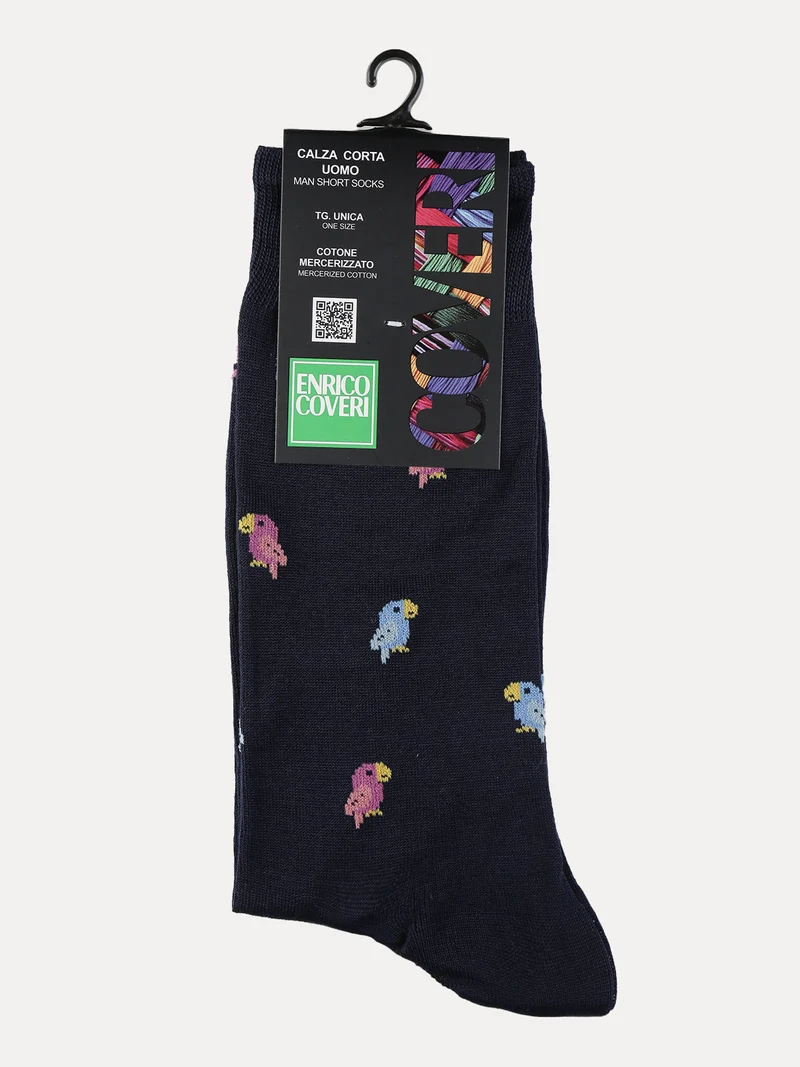Calza corta da uomo con disegni - blu scuro