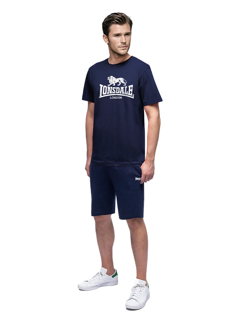 Completo corto da uomo in cotone con logo - blu scuro