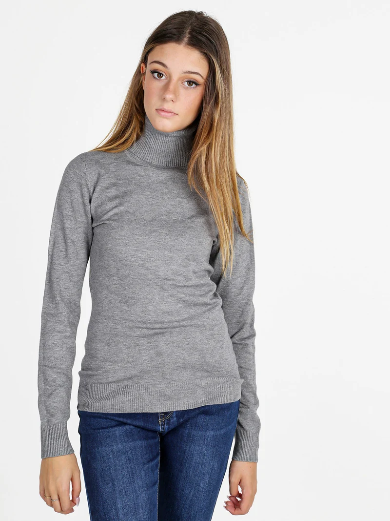 Maglia donna dolcevita - grigio