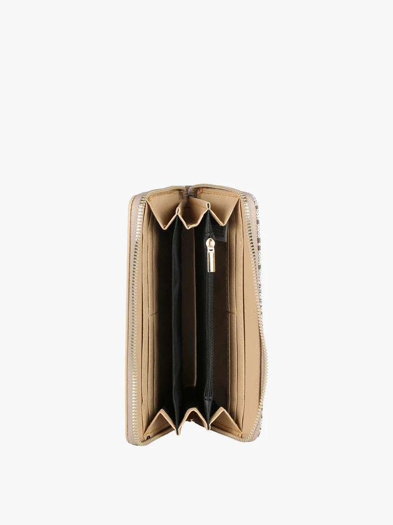 Portafoglio rettangolare da donna con stampe - beige