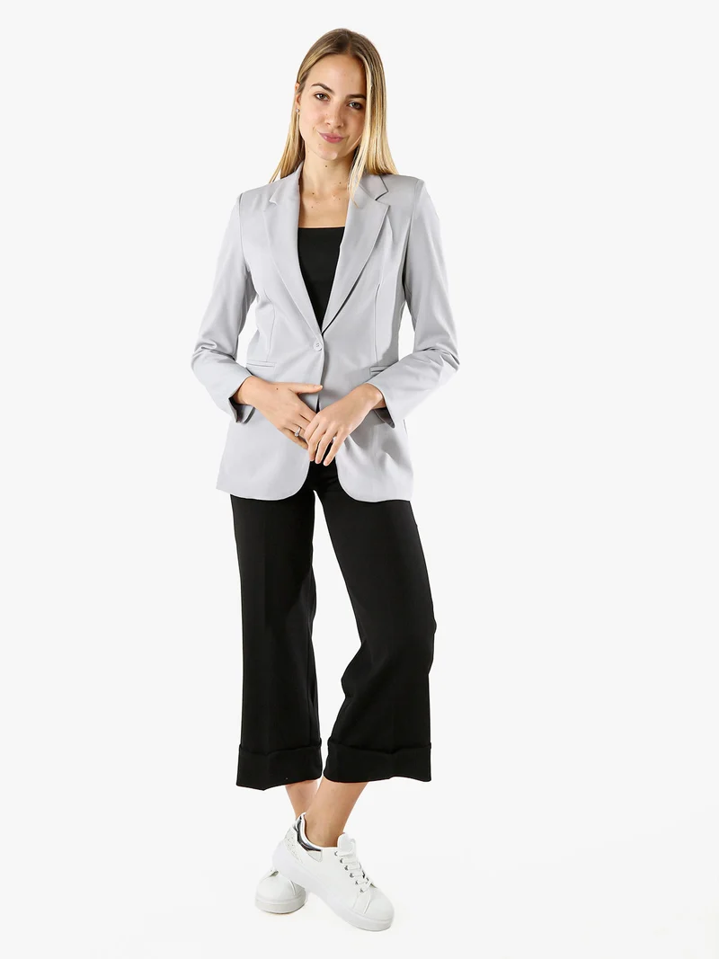 Blazer donna con bottone - grigio