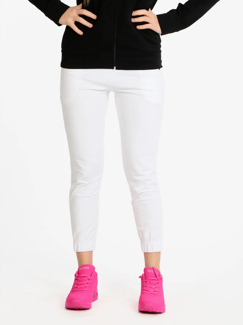 Pantaloni sportivi donna con polsino - bianco