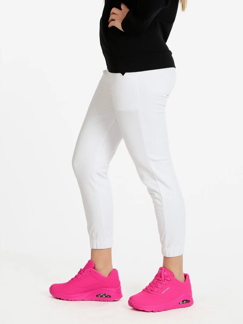 Pantaloni sportivi donna con polsino - bianco
